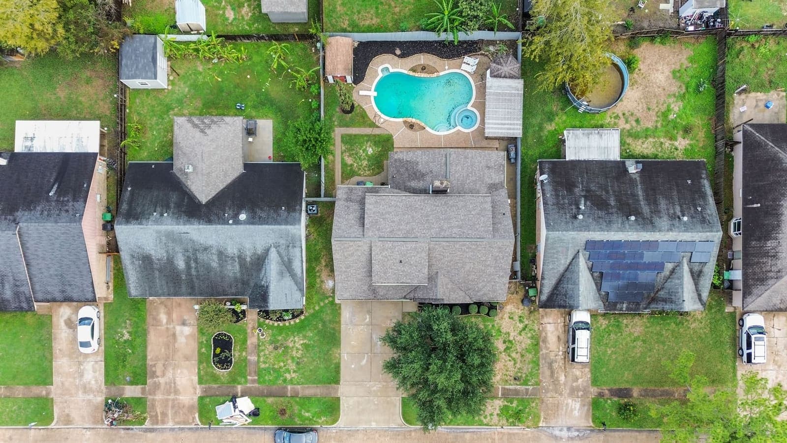 Aerial drone view of Houston property